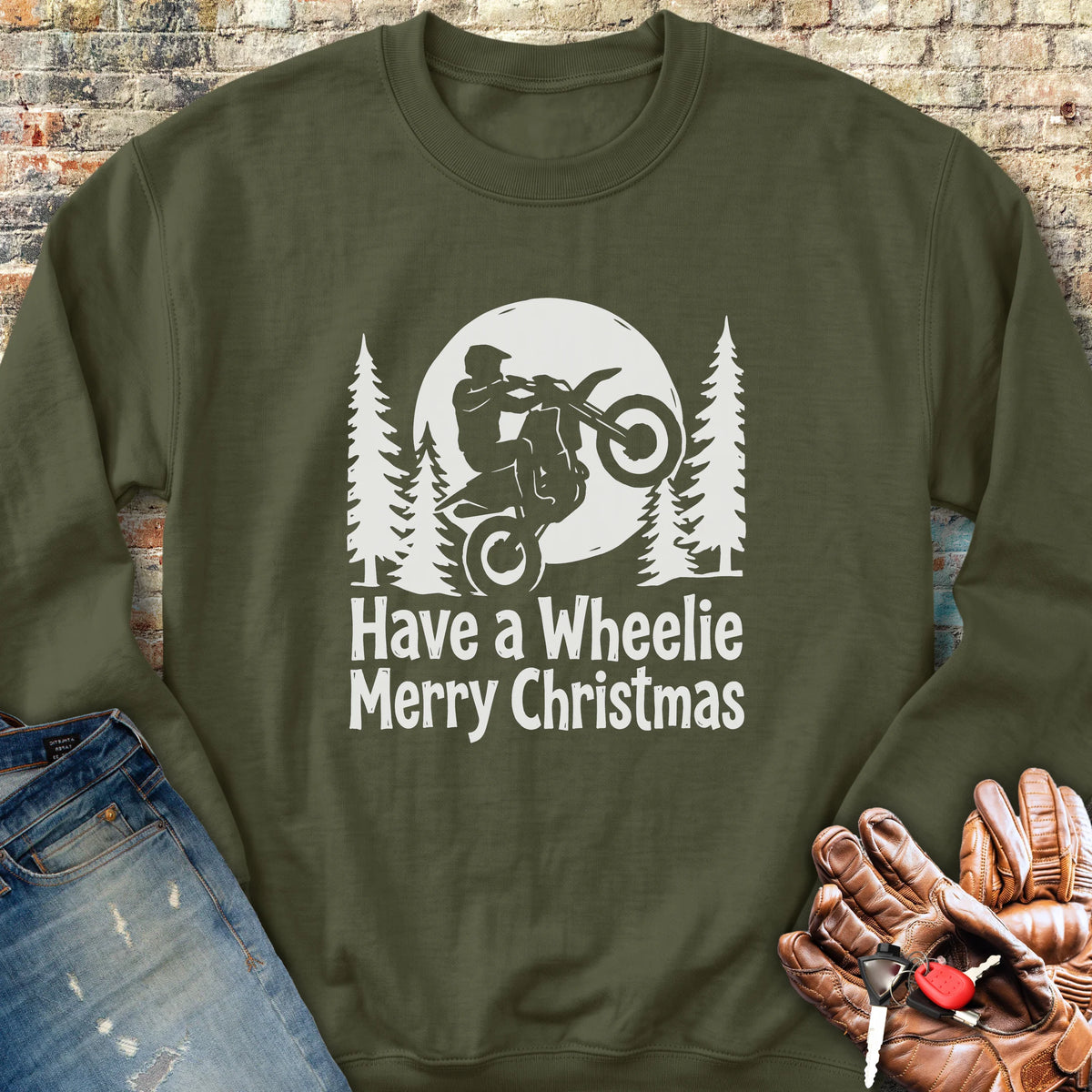 Merry Christmas Sweatshirt - Military Green