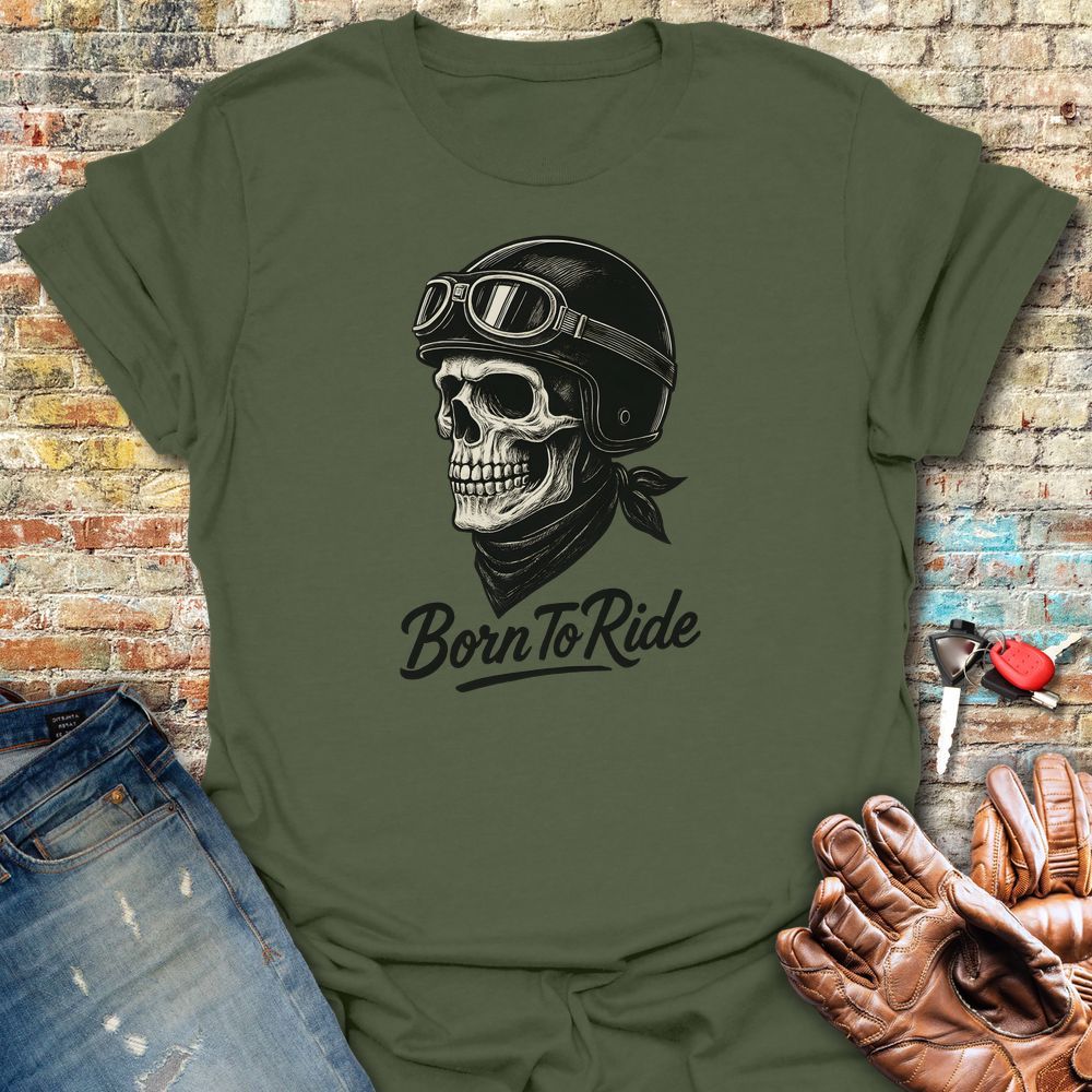 Skull Rider T-Shirt - Military Green