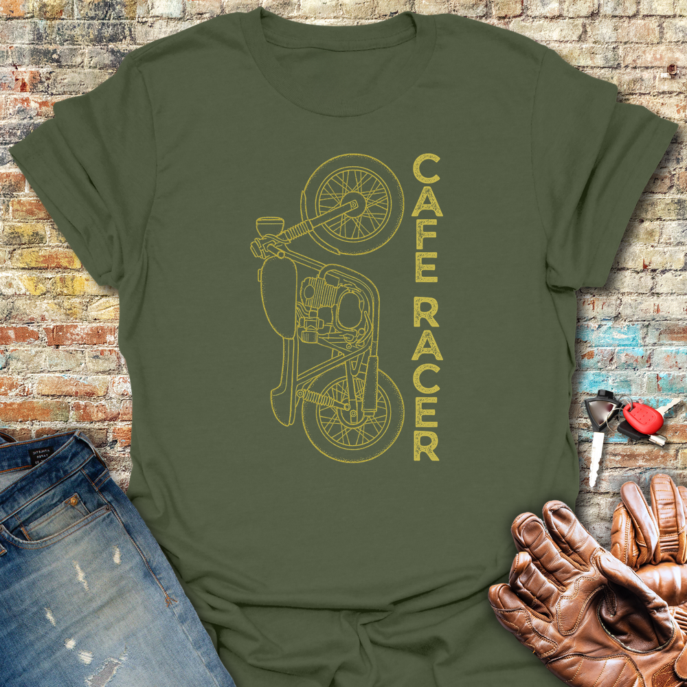 Cafe Racer Vertical T-Shirt - Military Green