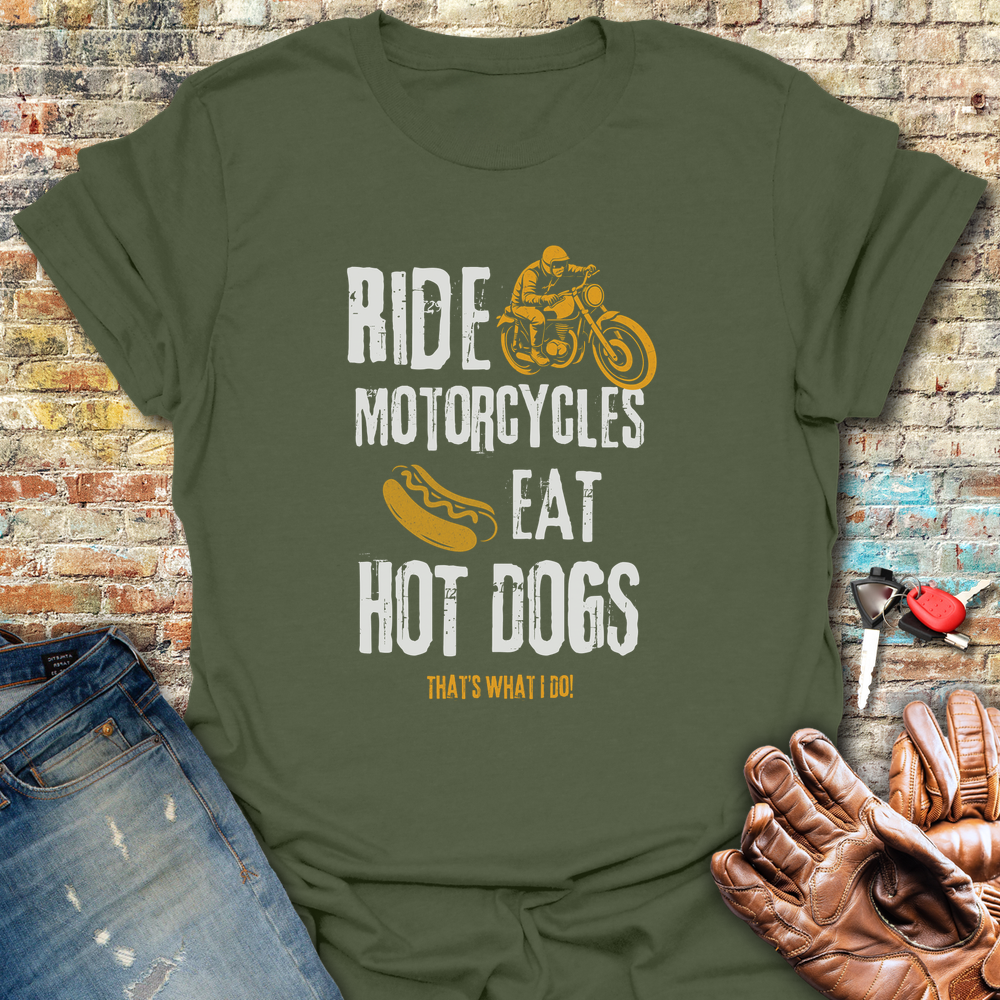 Eat Hot Dogs T-Shirt - Military Green