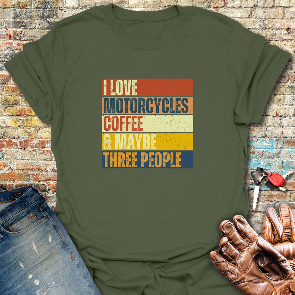 Motorcycles Coffee Block T-Shirt - Military Green