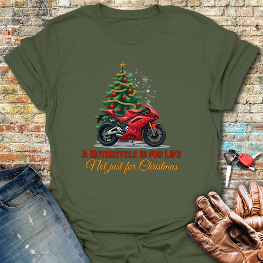 A Motorbike Is For Life Dark Image T-Shirt - Military Green
