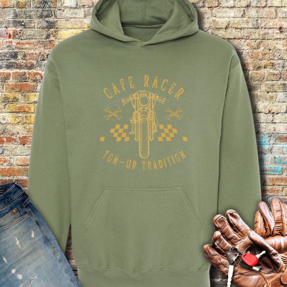 Cafe Racer Ton-Up Hoodie - Military Green