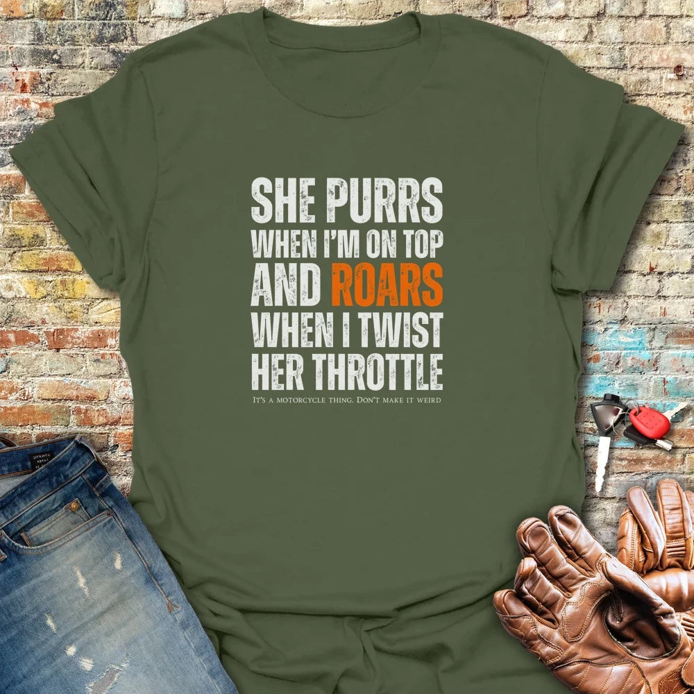 She Purrs T-Shirt - Military Green