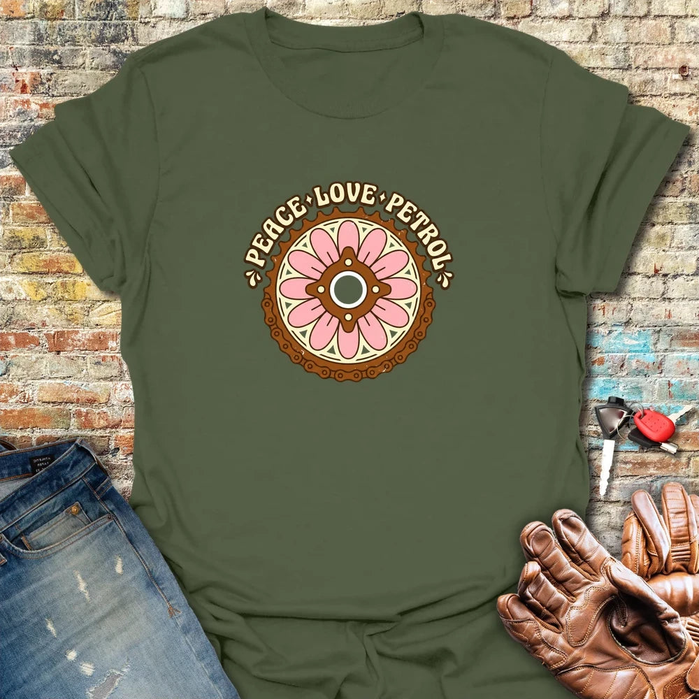 Peace Love Petrol T-Shirt - Military Green