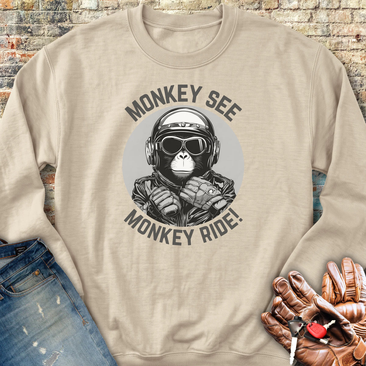 Monkey See Monkey Ride Sweatshirt - Sand
