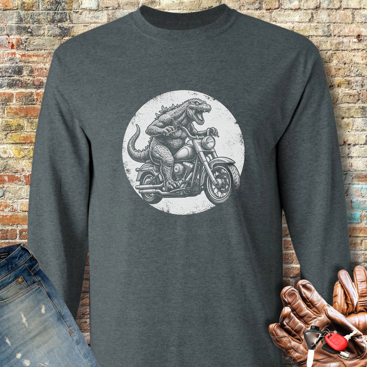 Monster Ride Long Sleeve T-Shirt - Dark Heather