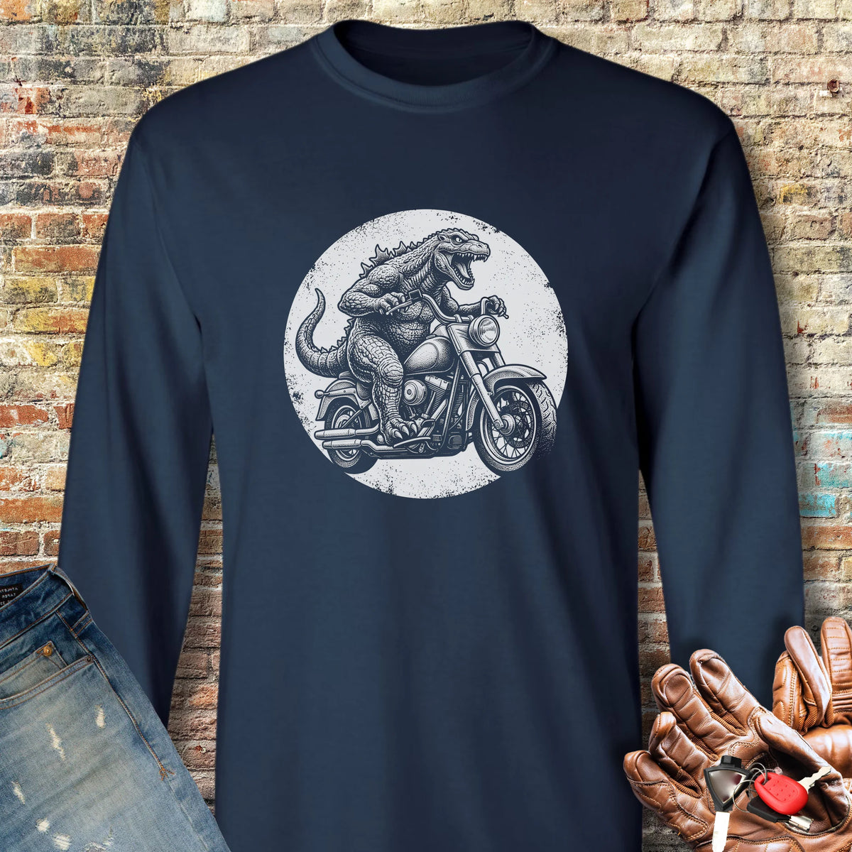 Monster Ride Long Sleeve T-Shirt - Navy