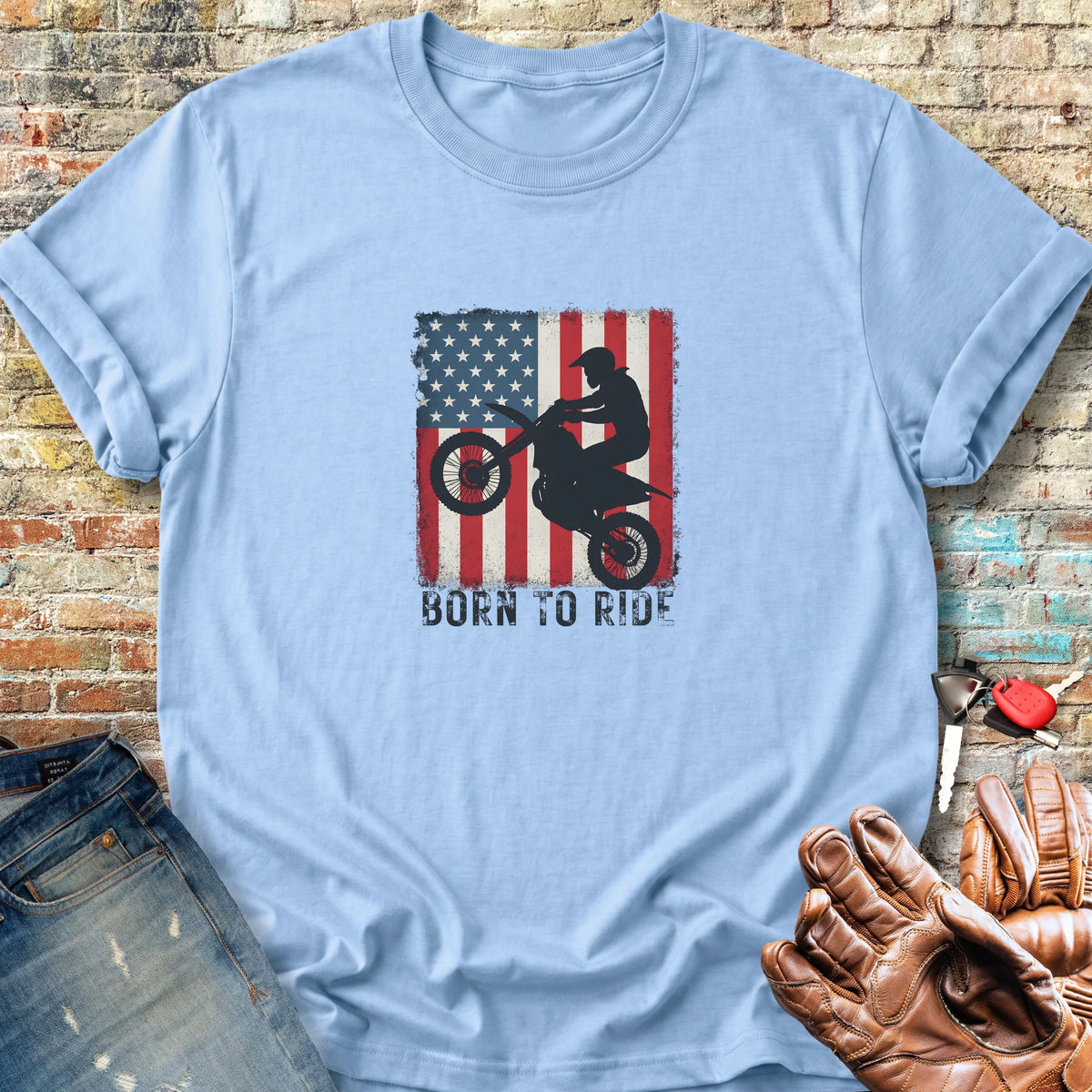 MotoX USA Classic T-Shirt - Light Blue