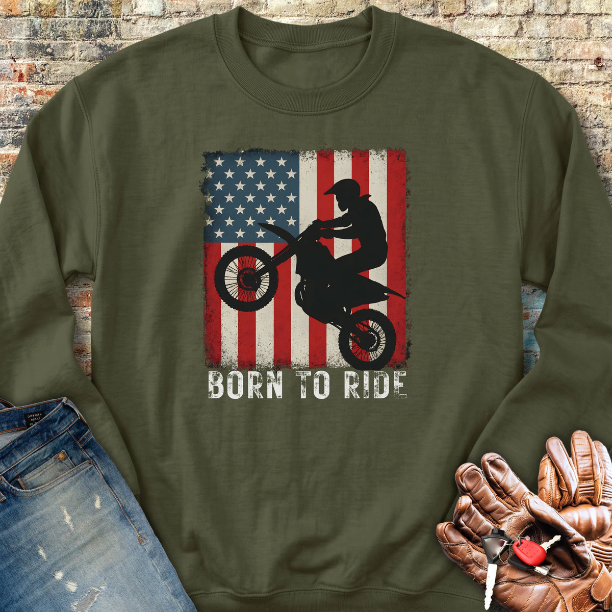 MotoX USA Sweatshirt - Military Green