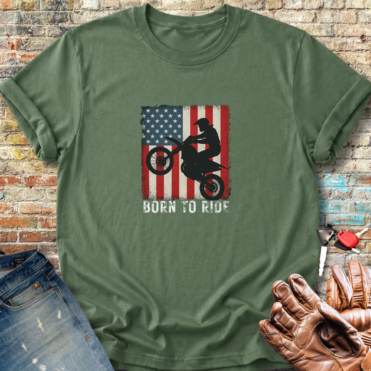 MotoX USA Classic T-Shirt - Military Green