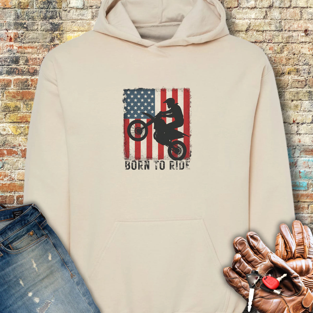 MotoX USA Hoodie - Sand