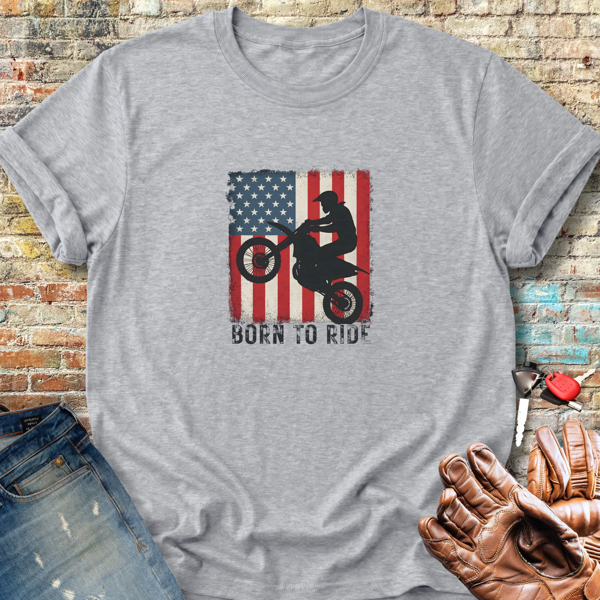 MotoX USA Classic T-Shirt - Sport Grey