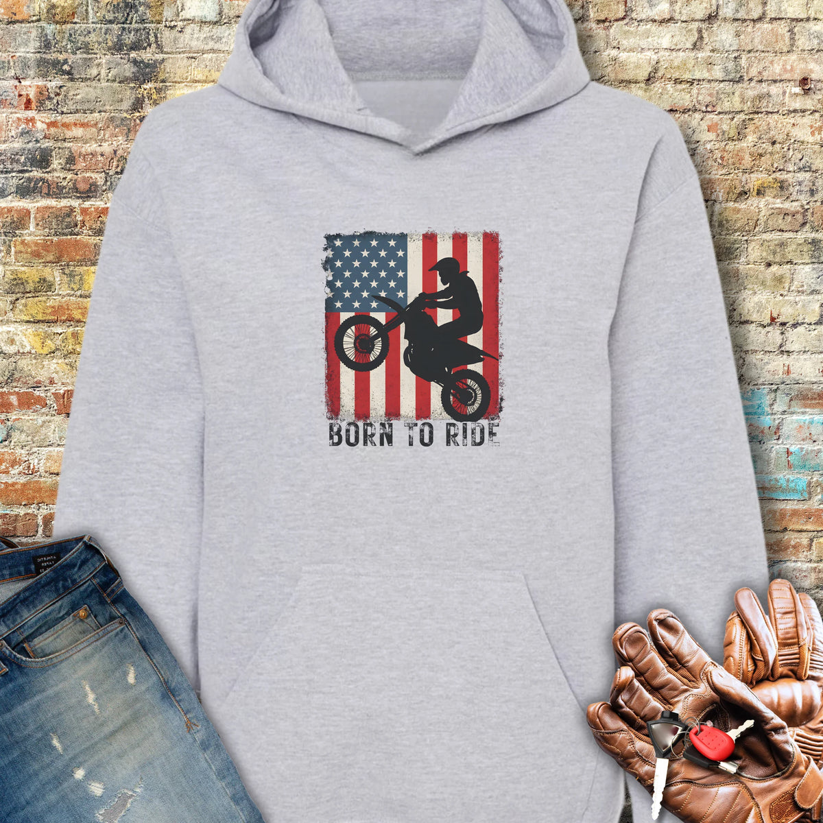 MotoX USA Hoodie - Sport Grey