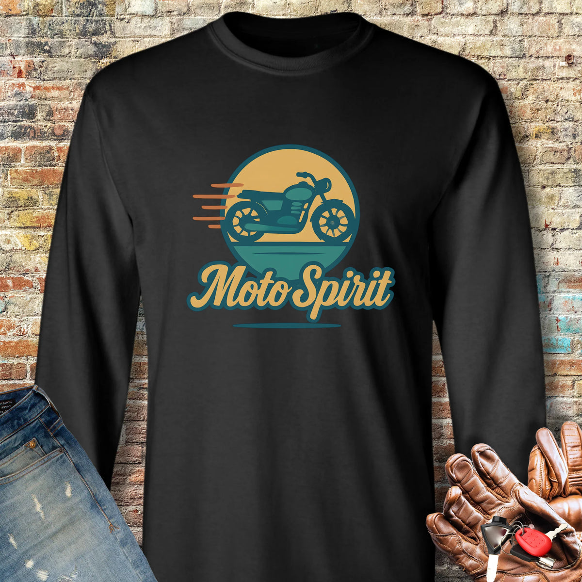 Moto Spirit Long Sleeve T-Shirt - Black