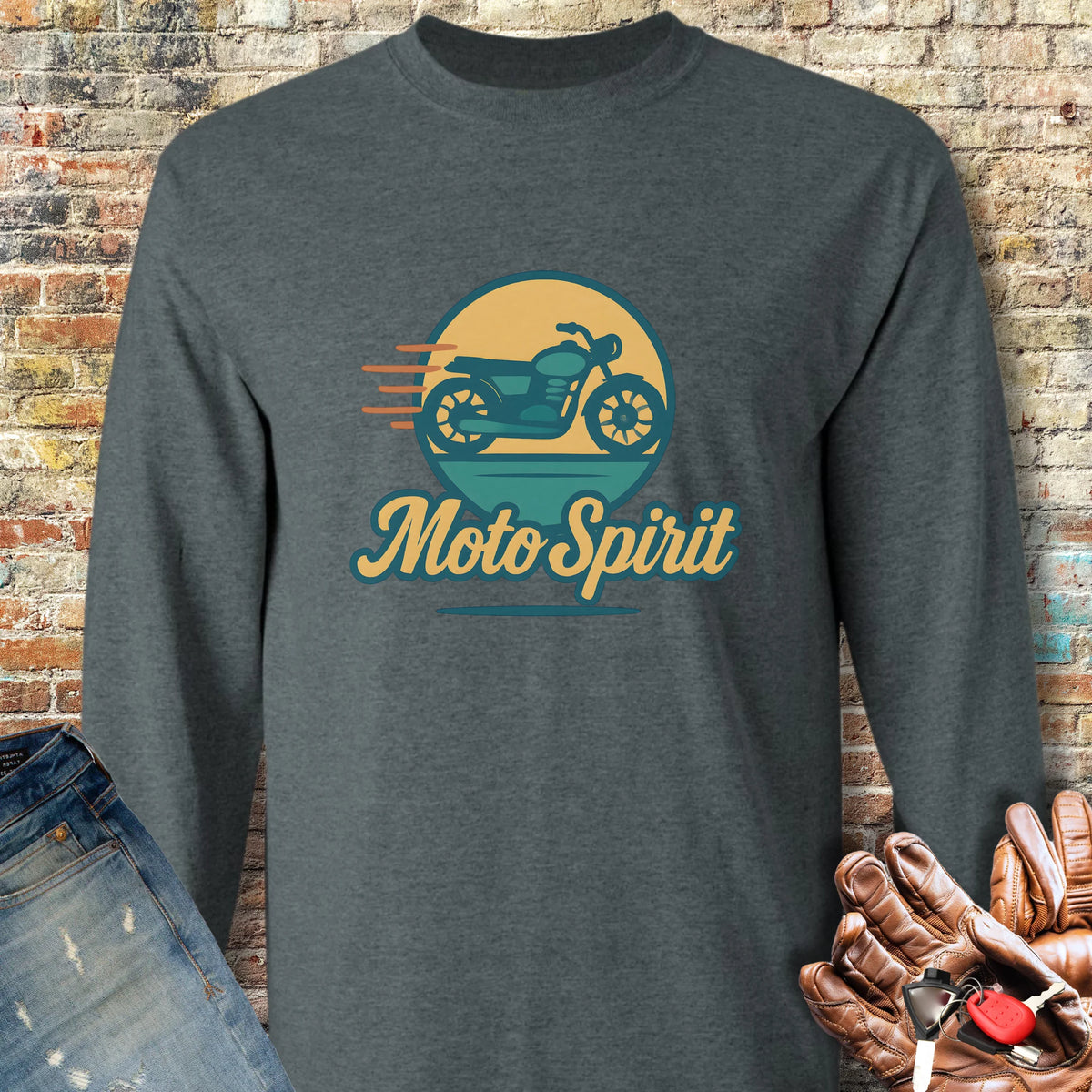 Moto Spirit Long Sleeve T-Shirt - Dark Heather