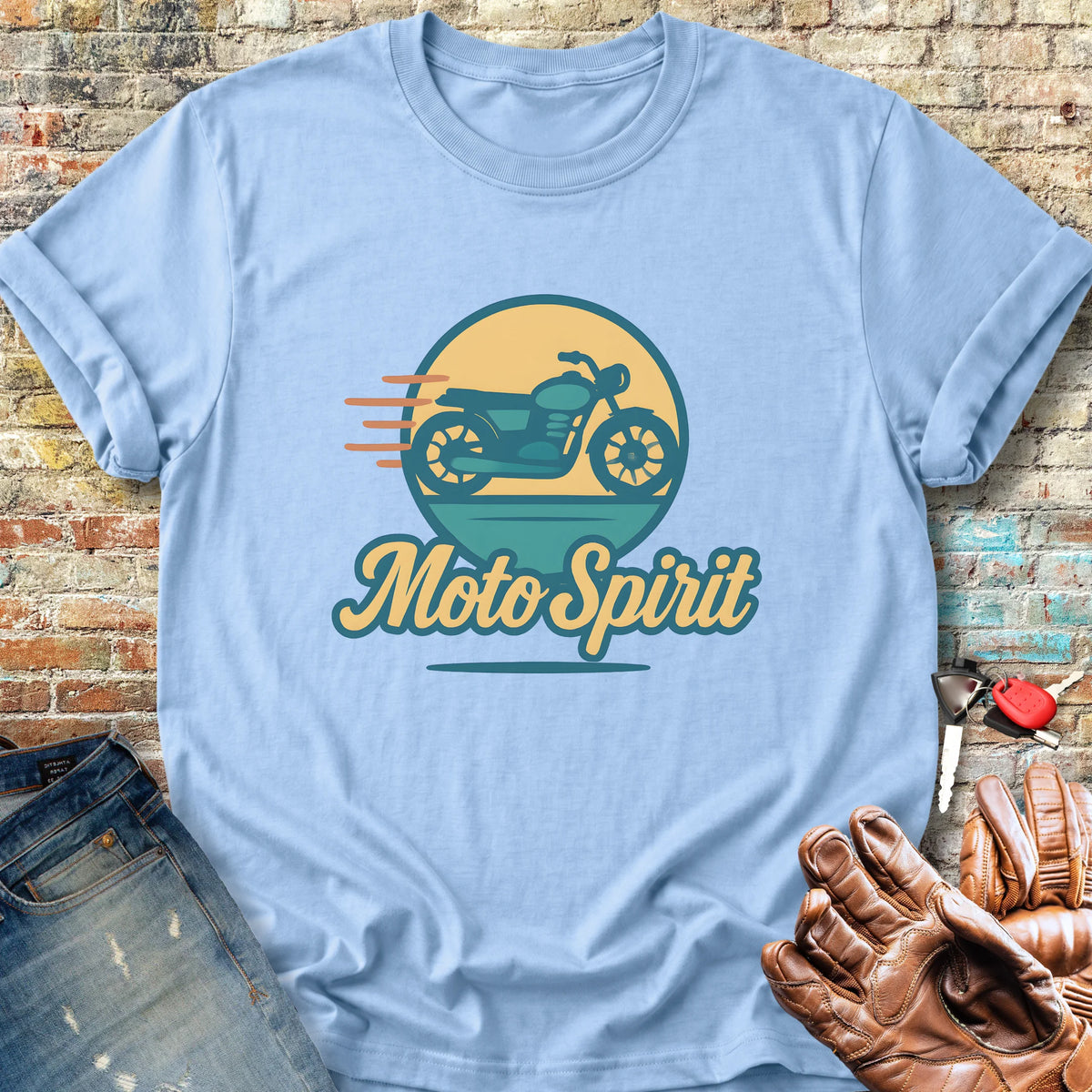 Moto Spirit Classic T-Shirt - Light Blue