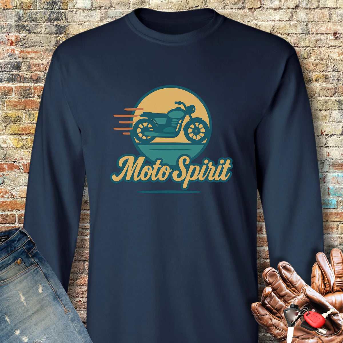 Moto Spirit Long Sleeve T-Shirt - Navy