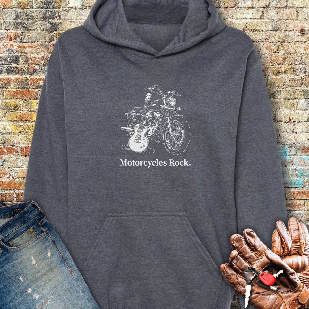 Motorcycle Axe Hoodie - Dark Heather