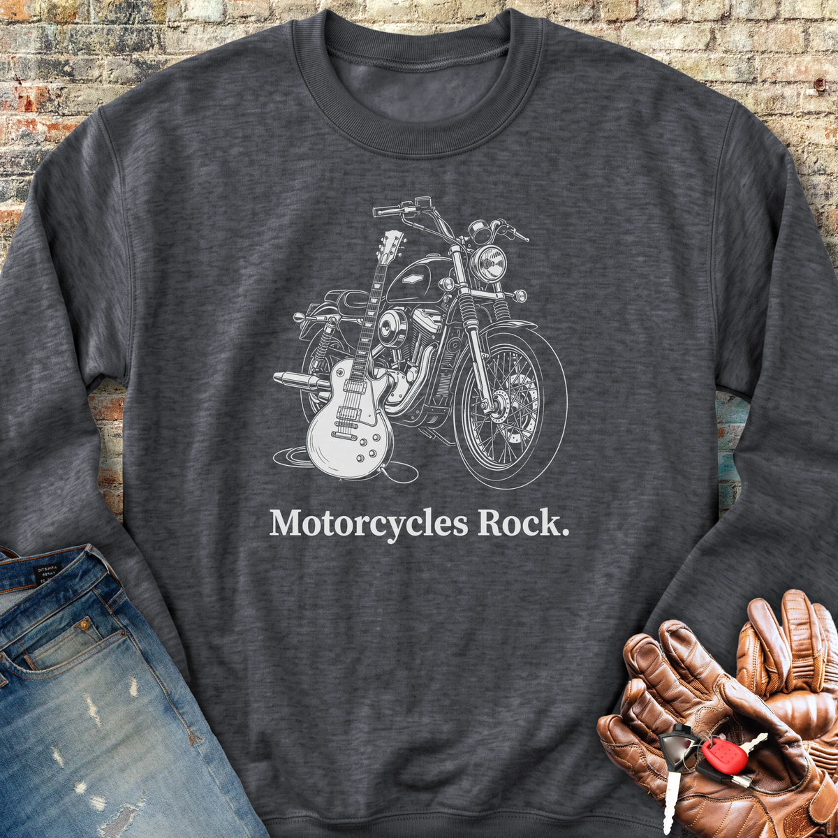 Motorcycle Axe Sweatshirt - Dark Heather