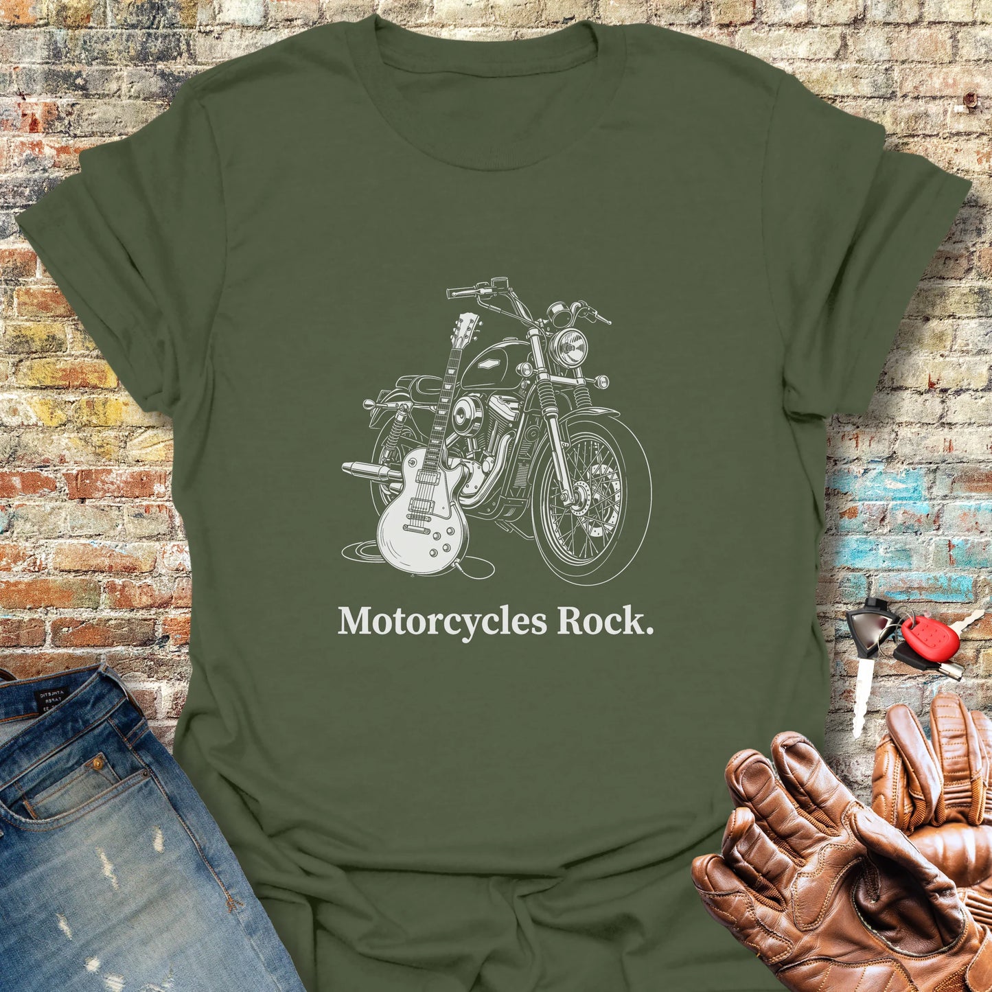 Motorcycle Axe T-Shirt - Military Green