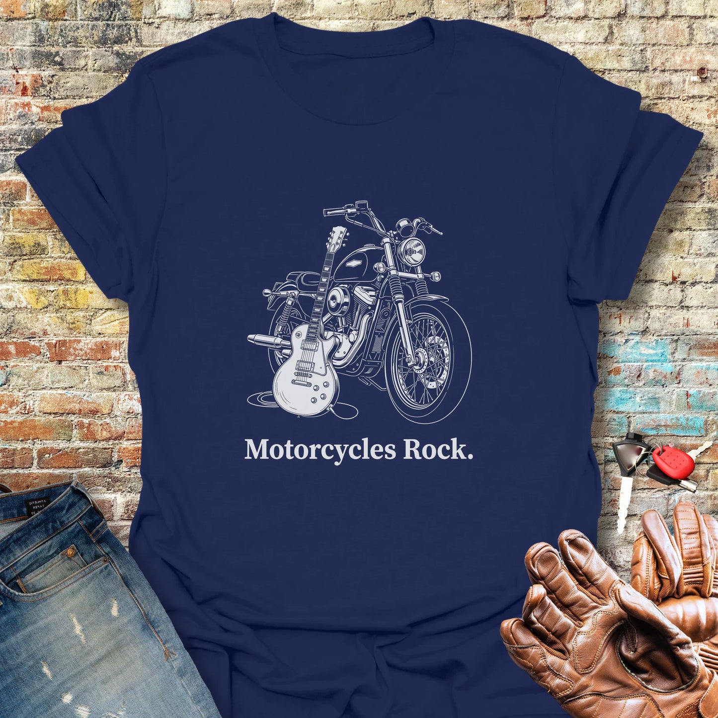 Motorcycle Axe T-Shirt - Navy