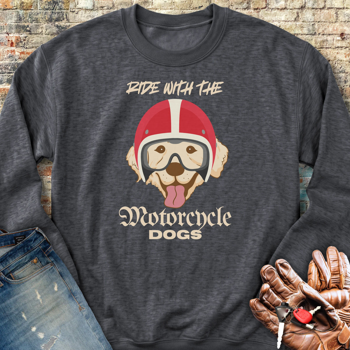 Motorcycle Dogs Sweatshirt - Dark Heather