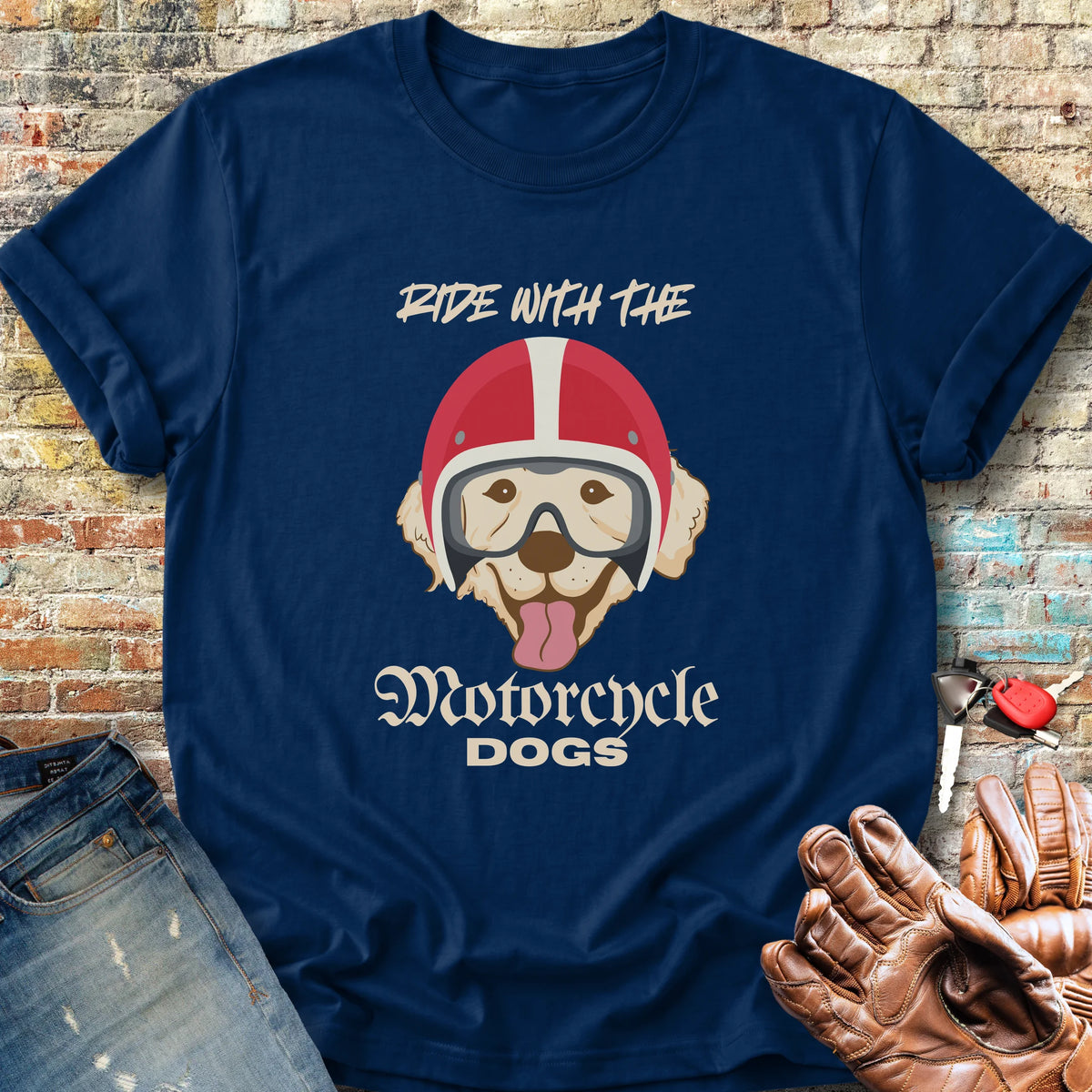 Motorcycle Dogs Classic T-Shirt - Navy