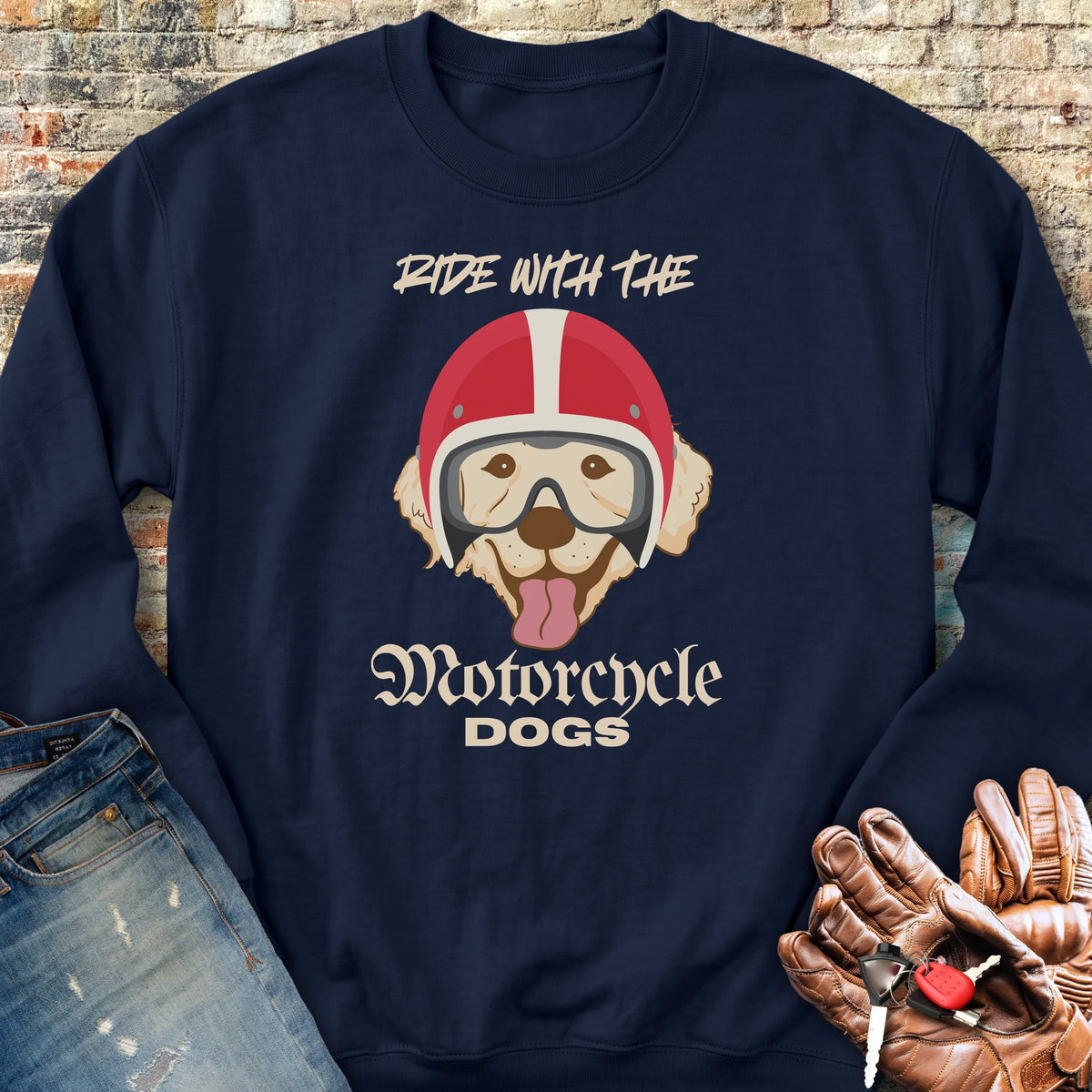 Motorcycle Dogs Sweatshirt - Navy