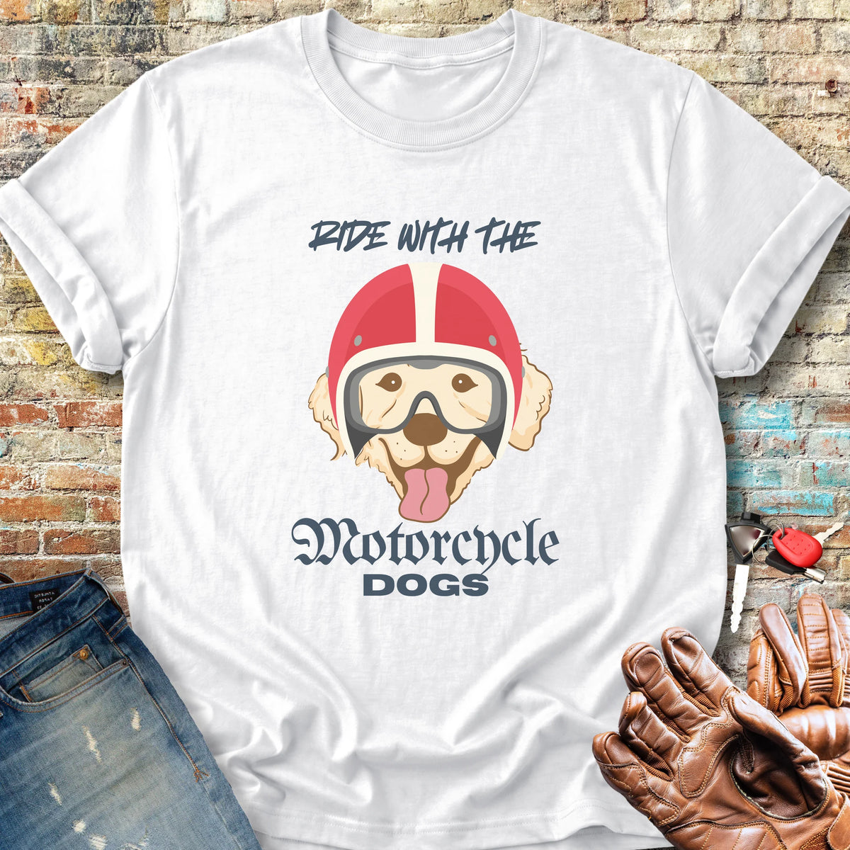 Motorcycle Dogs Classic T-Shirt - White