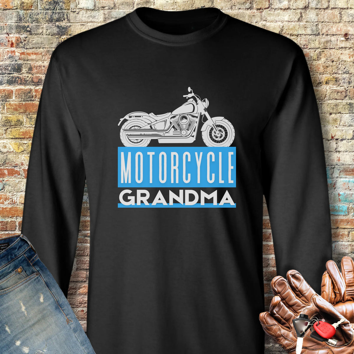 Motorcycle Grandma Long Sleeve T-Shirt - Black