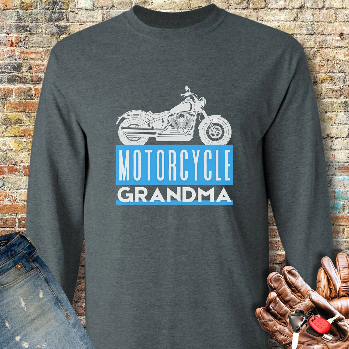 Motorcycle Grandma Long Sleeve T-Shirt - Dark Heather