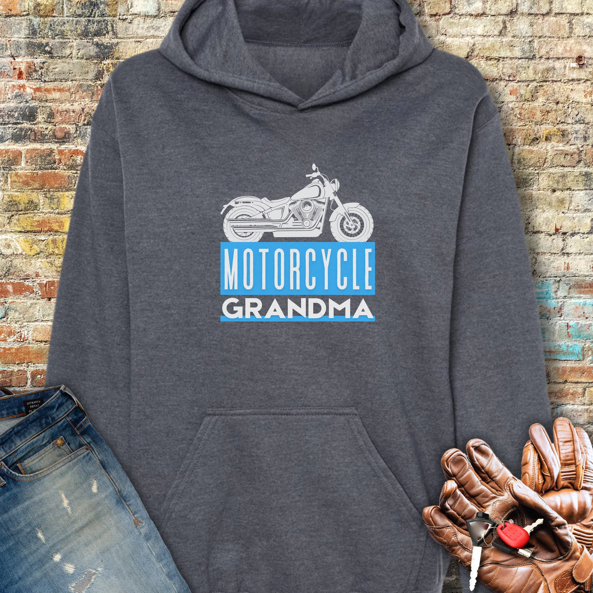 Motorcycle Grandma Hoodie - Dark Heather