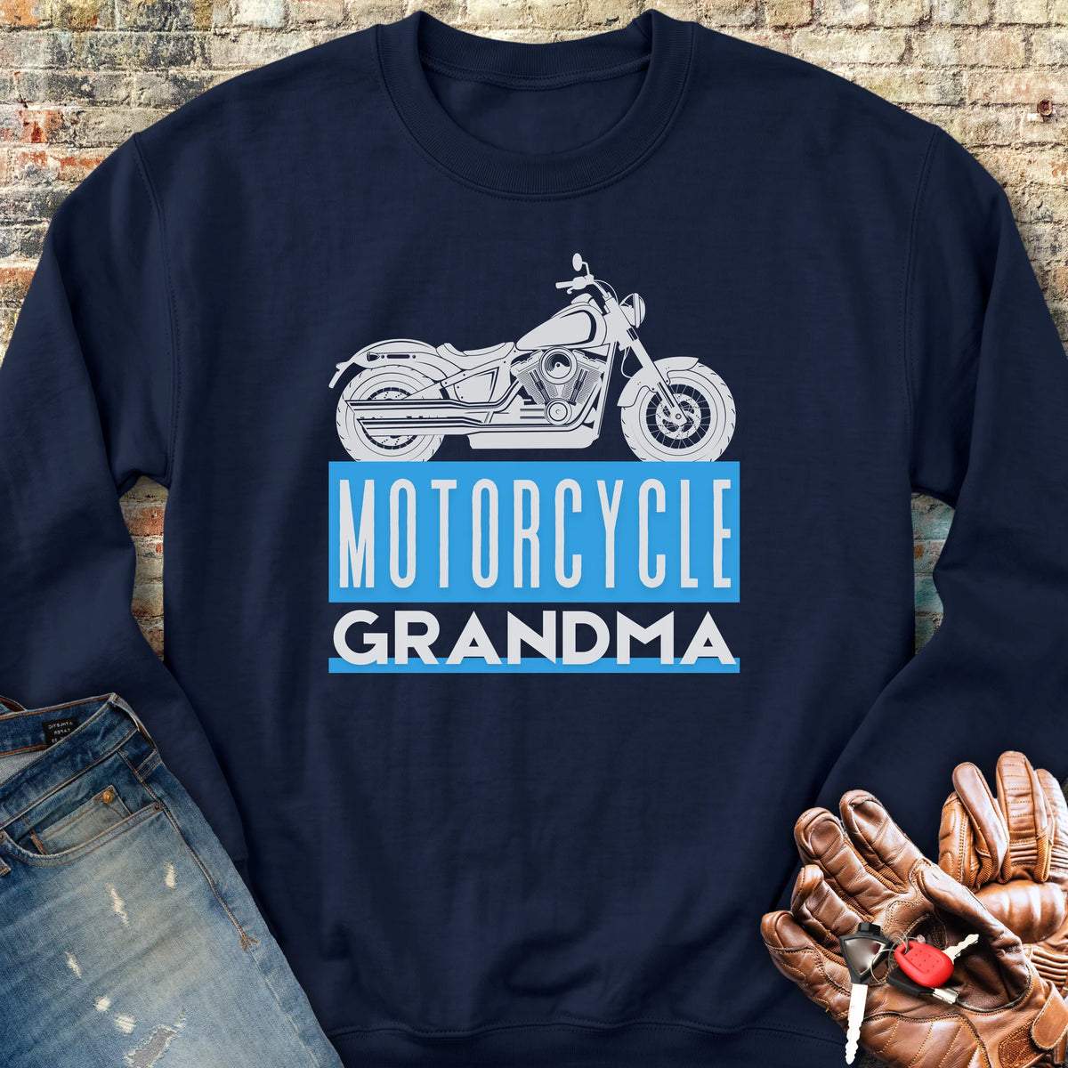 Motorcycle Grandma Sweatshirt - Navy