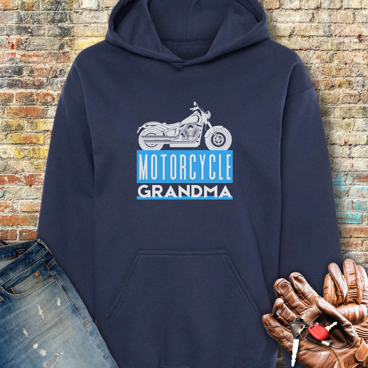 Motorcycle Grandma Hoodie - Navy