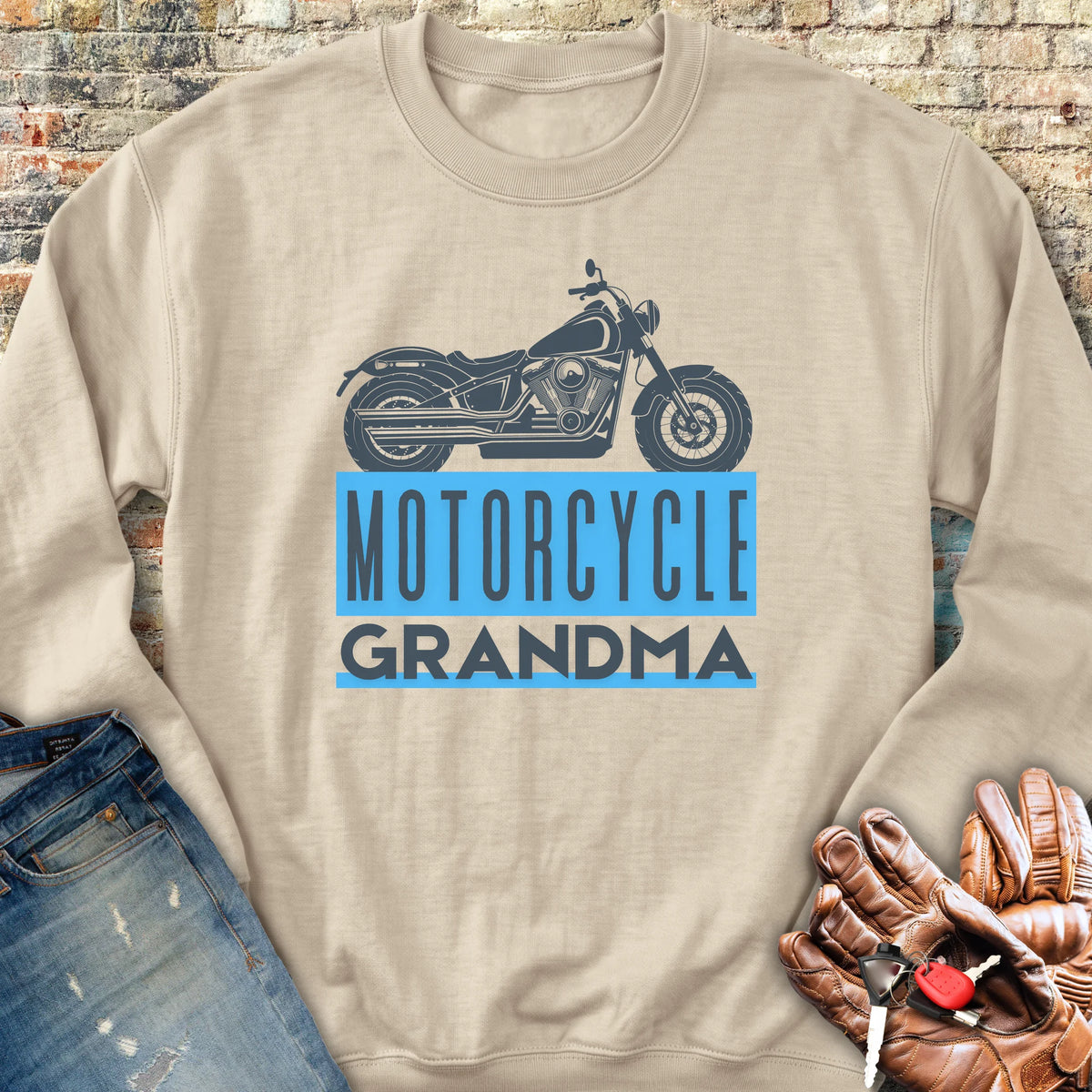 Motorcycle Grandma Sweatshirt - Sand