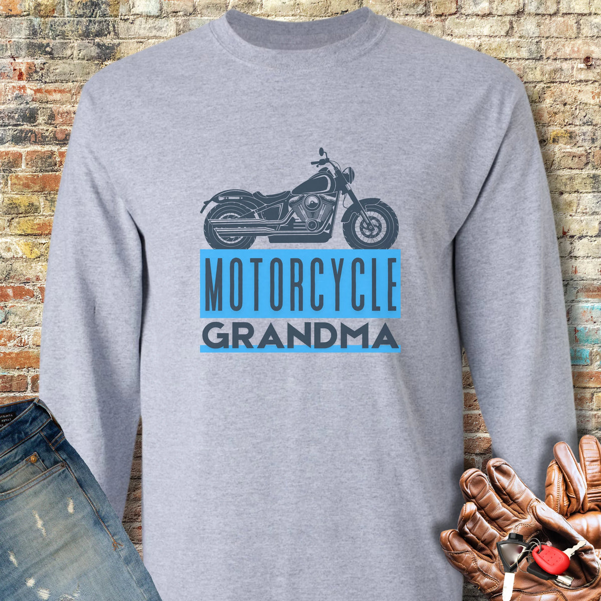 Motorcycle Grandma Long Sleeve T-Shirt - Sport Grey
