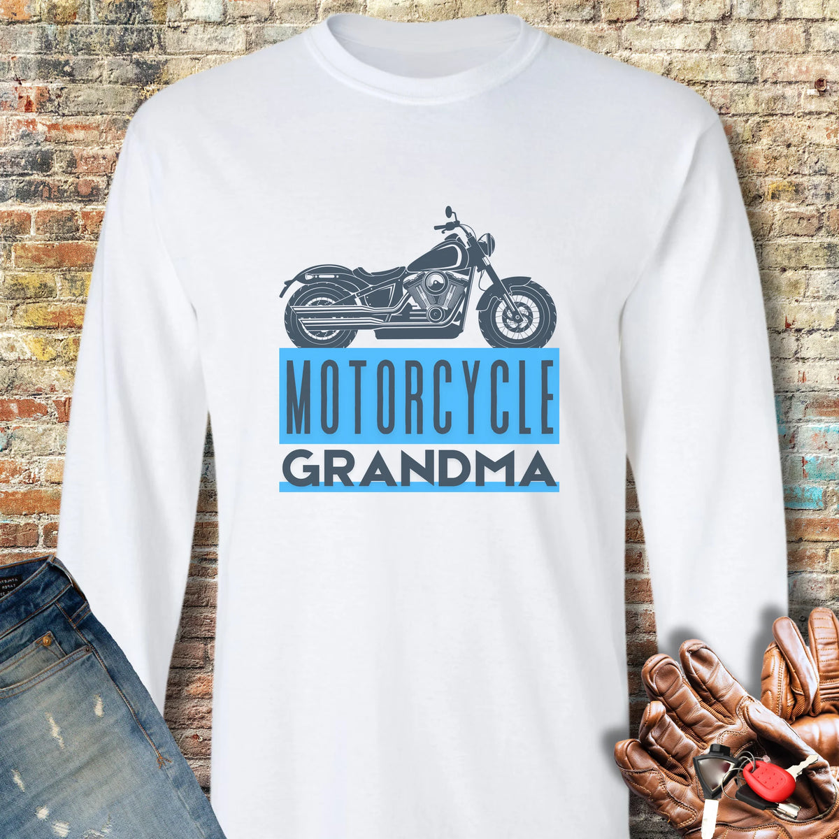 Motorcycle Grandma Long Sleeve T-Shirt - White