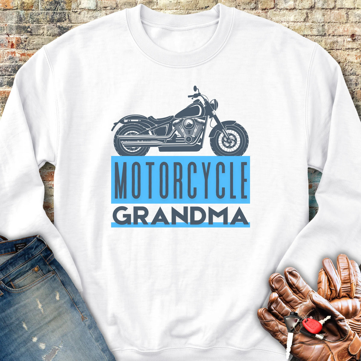 Motorcycle Grandma Sweatshirt - White
