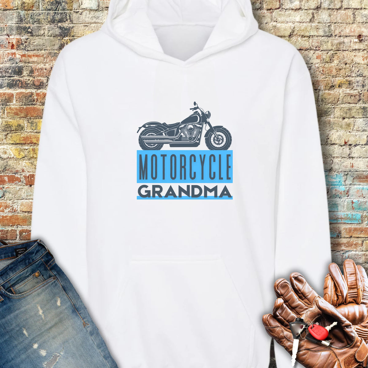 Motorcycle Grandma Hoodie - White
