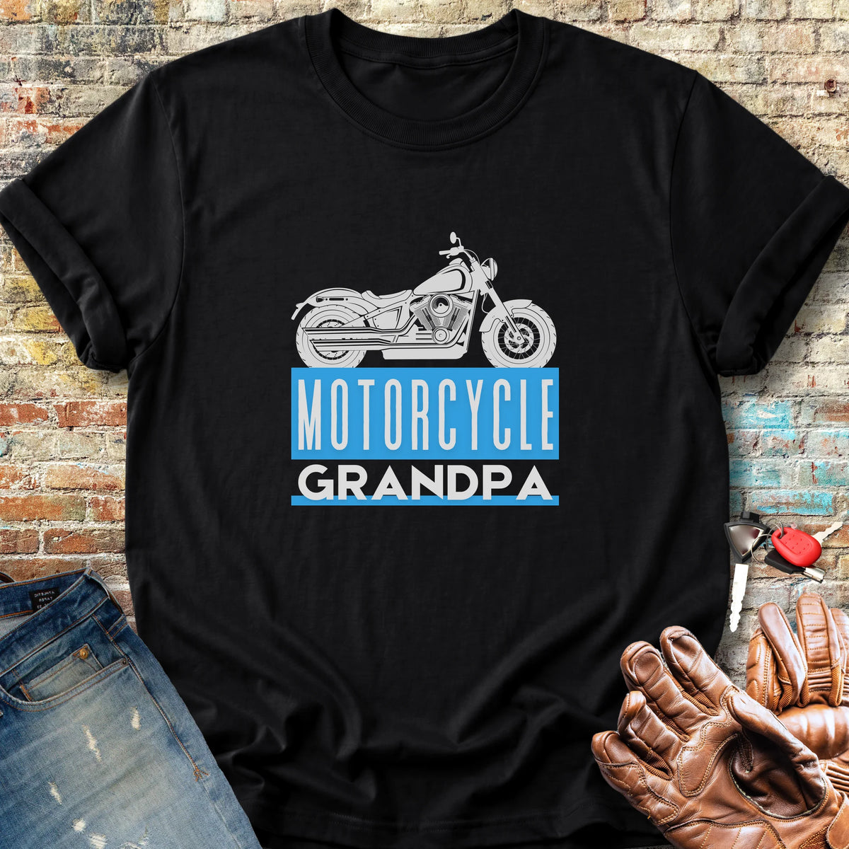 Motorcycle Grandpa Classic T-Shirt - Black