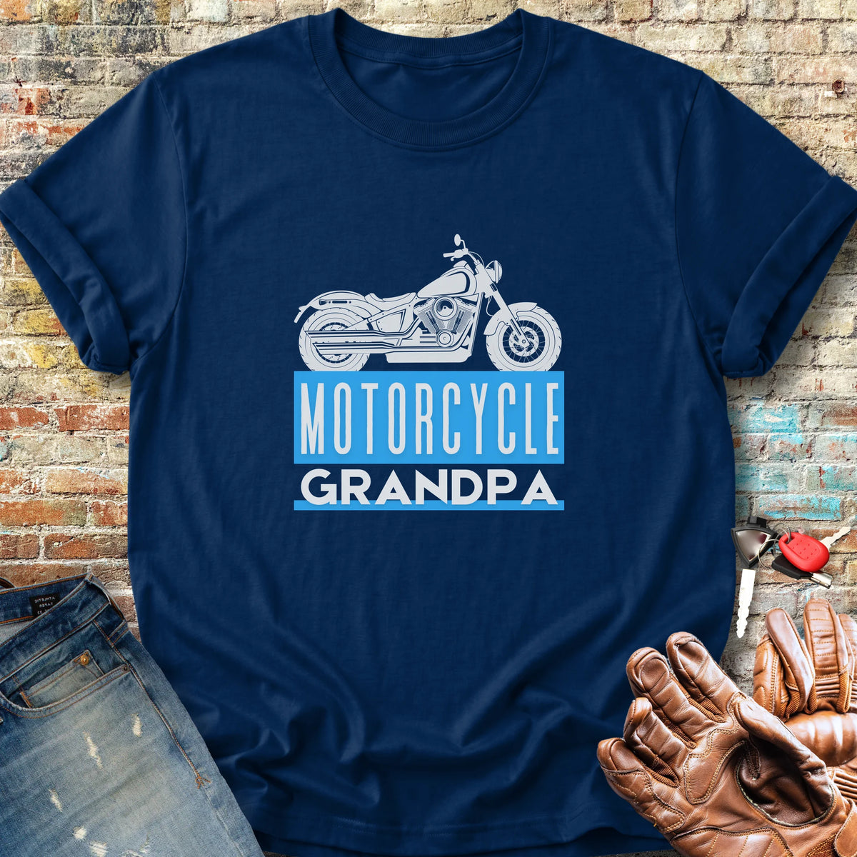 Motorcycle Grandpa Classic T-Shirt - Navy