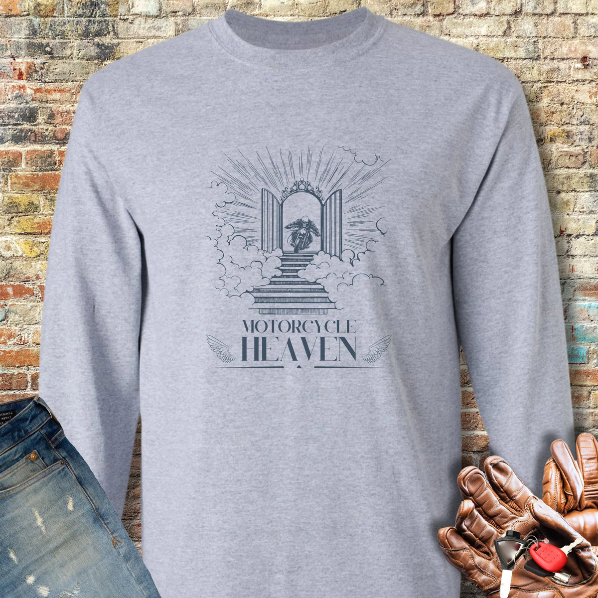 Motorcycle Heaven Long Sleeve T-Shirt - Sport Grey