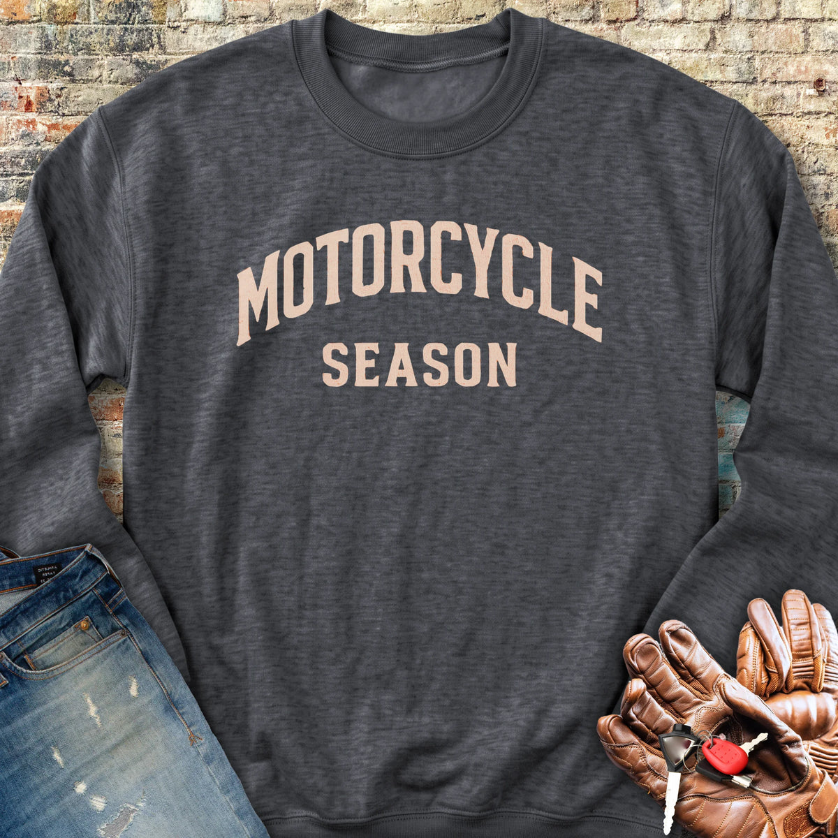 Motorcycle Season Sweatshirt - Dark Heather