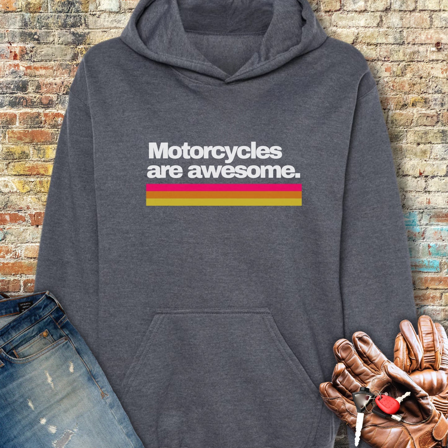 Motorcycles Are Awesome Hoodie - Dark Heather