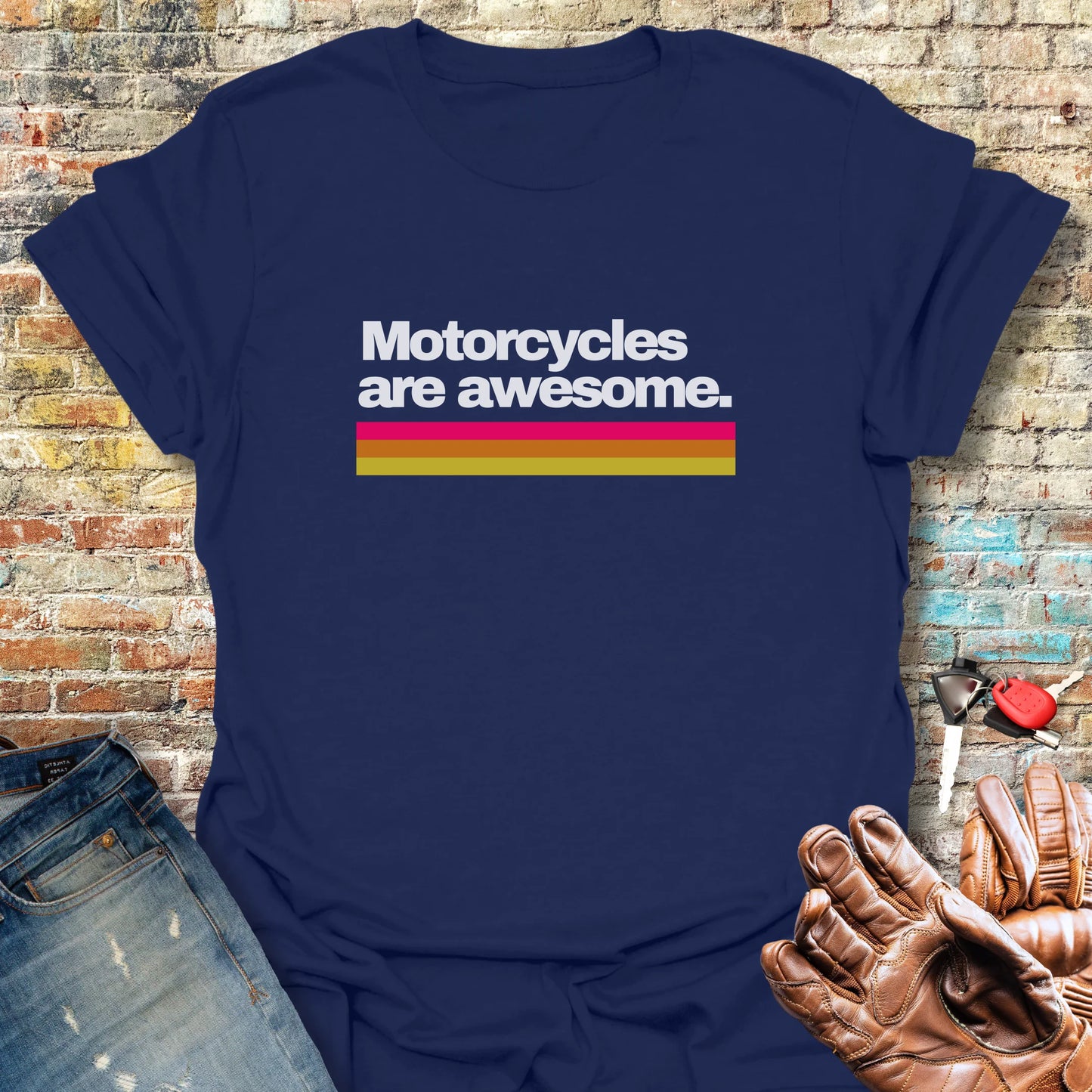 Motorcycles Are Awesome T-Shirt - Navy