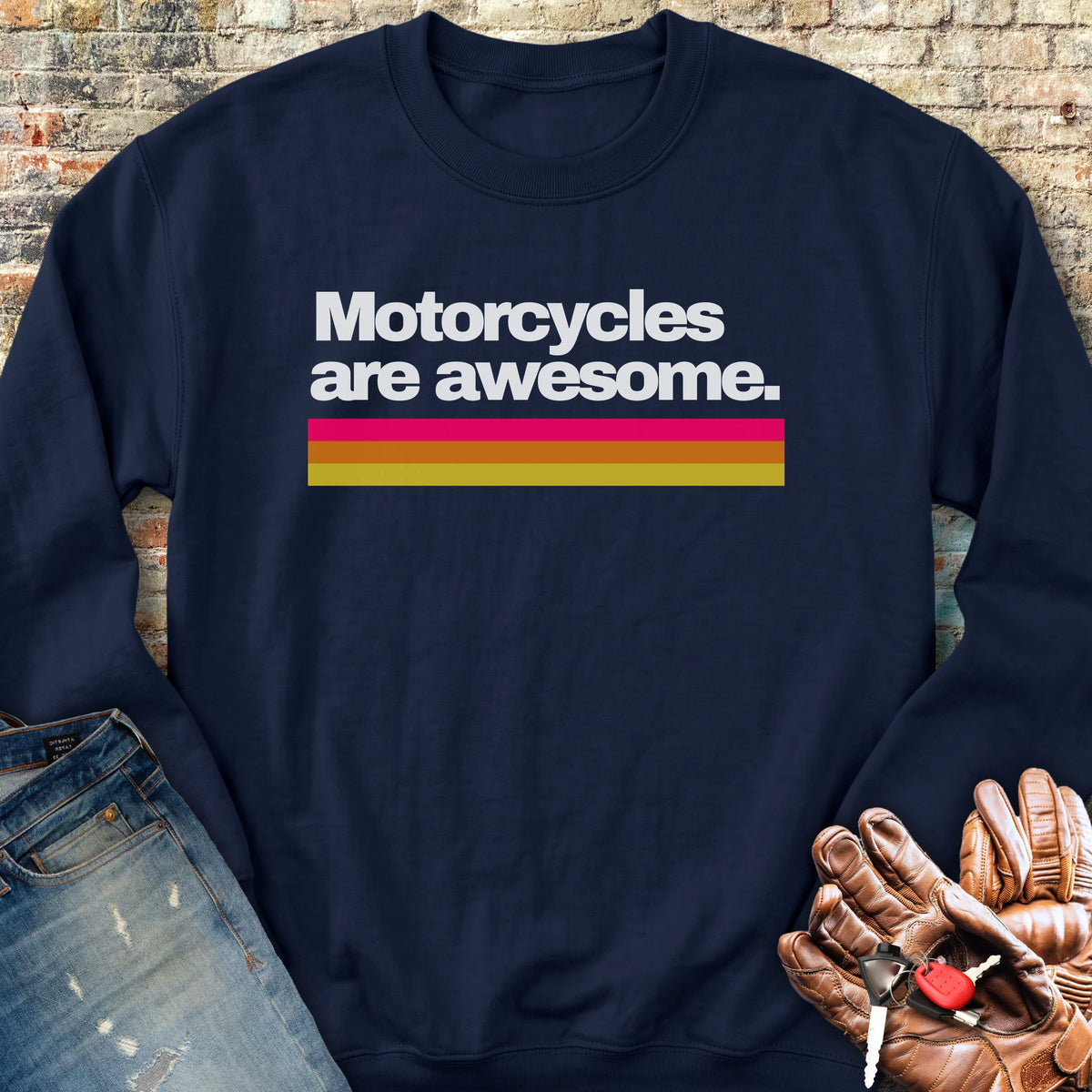 Motorcycles Are Awesome Sweatshirt - Navy