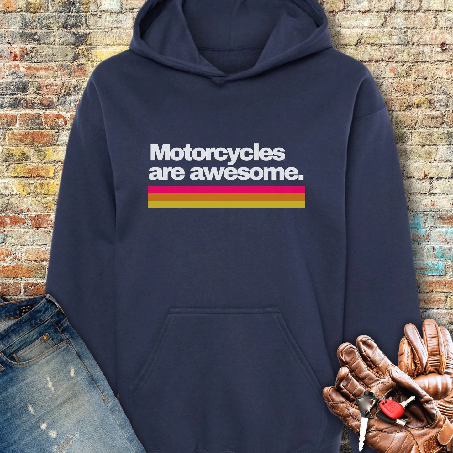 Motorcycles Are Awesome Hoodie - Navy