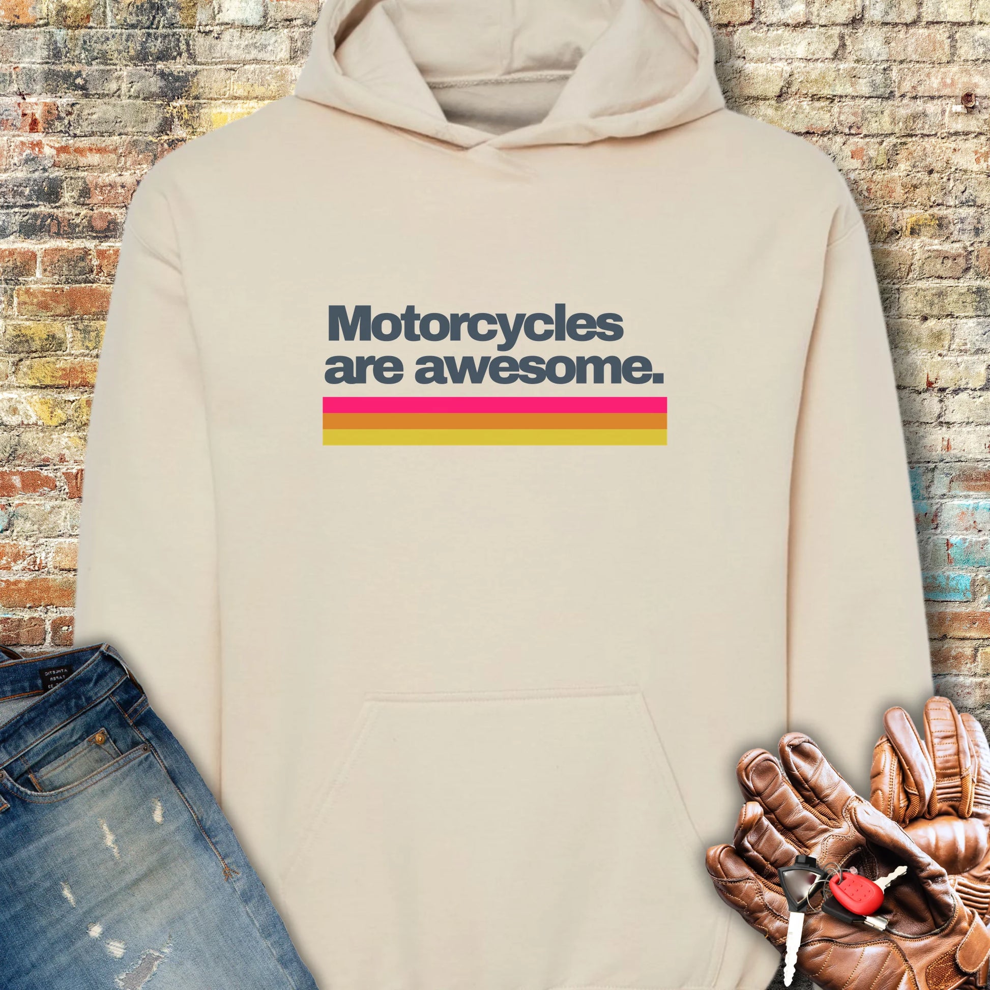 Motorcycles Are Awesome Hoodie - Sand
