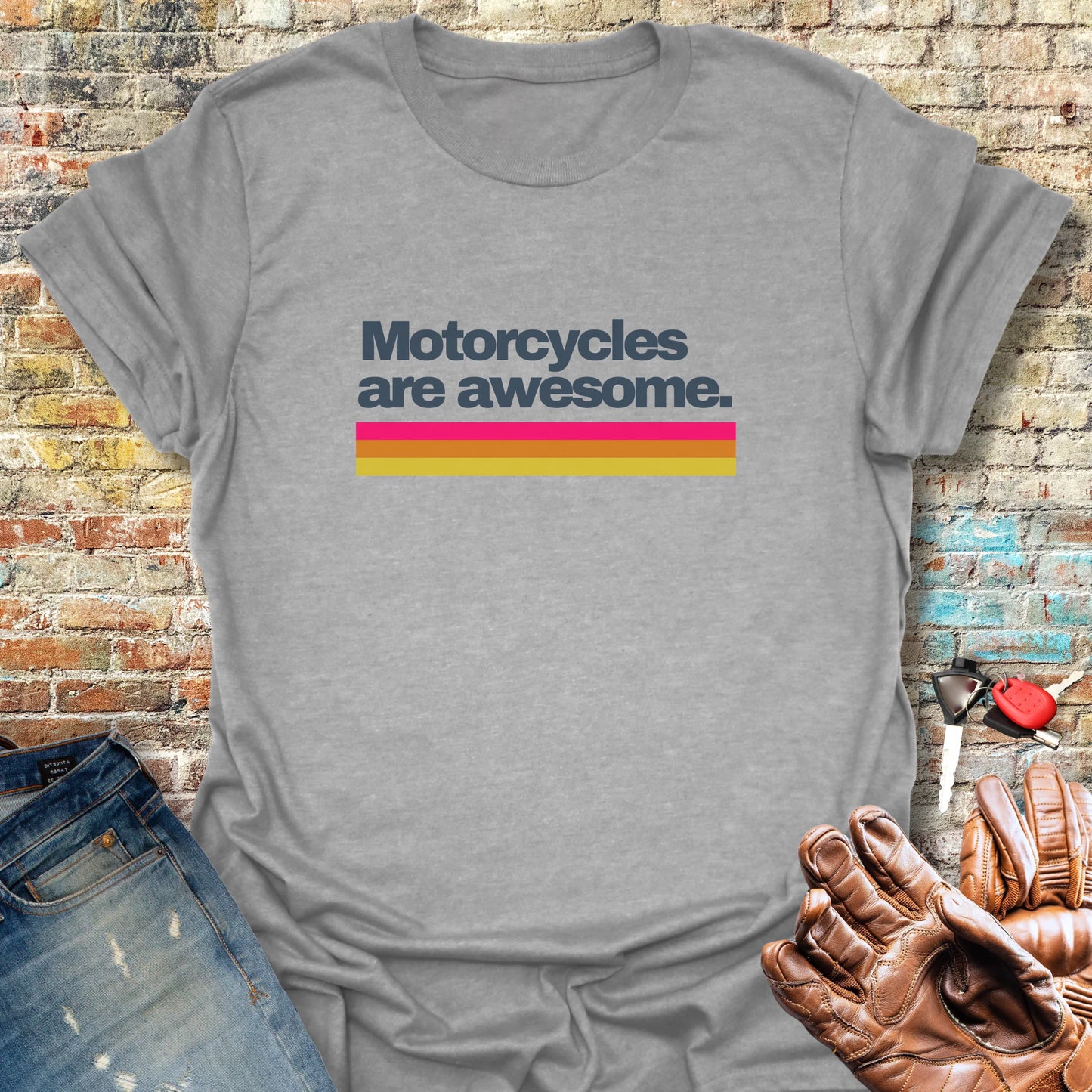 Motorcycles Are Awesome T-Shirt - Sport Grey
